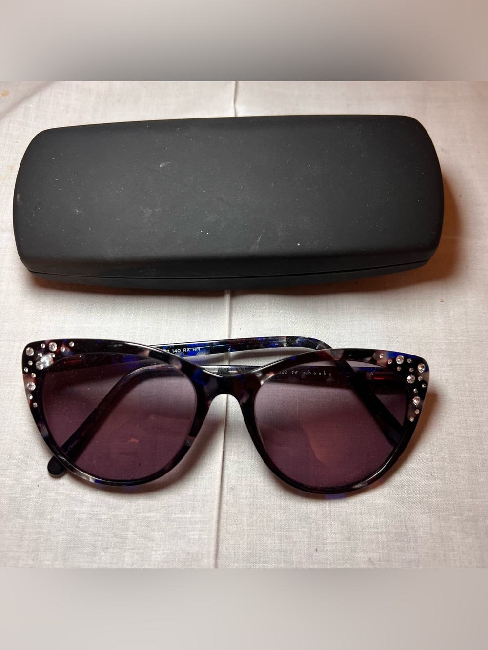 Phoebe Couture P719 BLU Rhinestone Cat Eye Sunglasses Frames 53-17-140